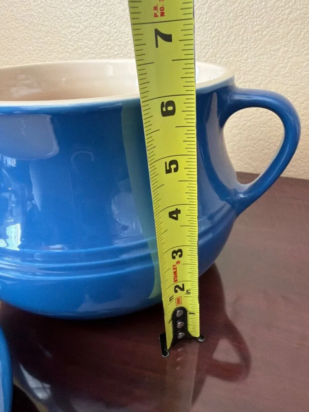 Vintage Le Creuset Blue Stoneware Covered Bean Pot Serving Casserole 4 Qt Soup T